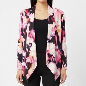 Askari Pink Purple Black Abstract Print Jacket Cardigan Large Lined‎ Drape
